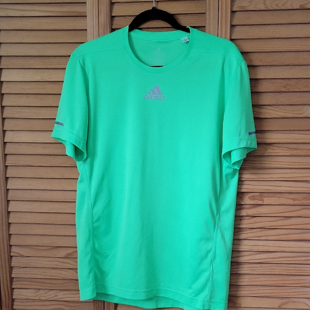Adidas Climalite Neon Green Running Moisture Wicking Mens Performance T-Shirt M